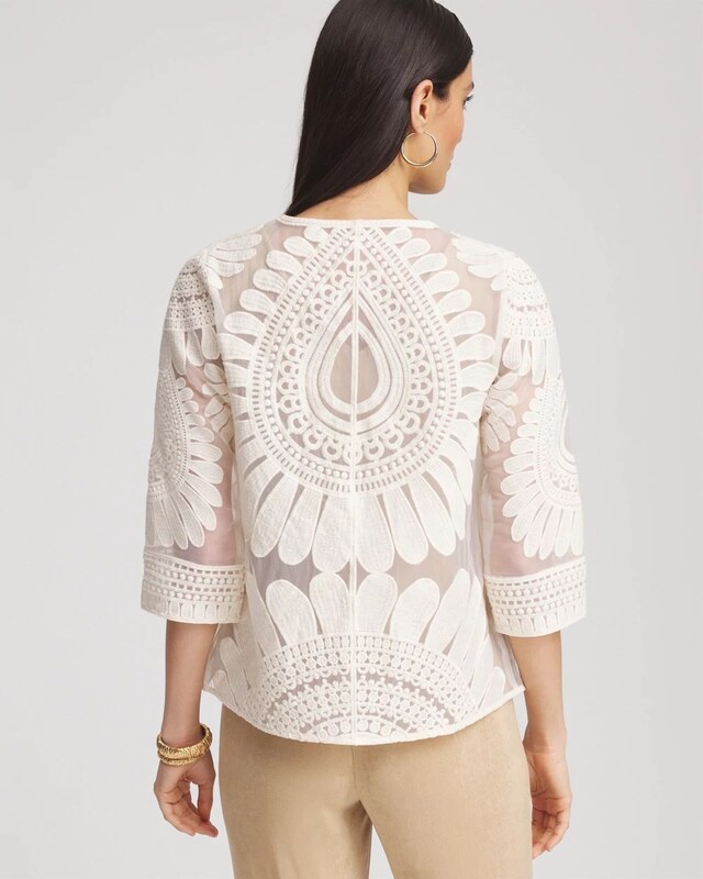 Travelers Collection Embroidered 3/4 Sleeve Jacket - image 3